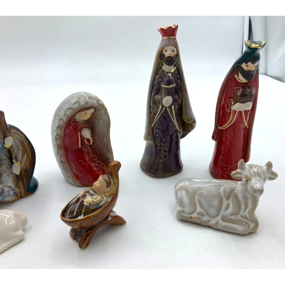 Creative Co-Op Ceramic Nativity Scene, Replacement Pieces, Mary‎ Baby Jesus 8 pc